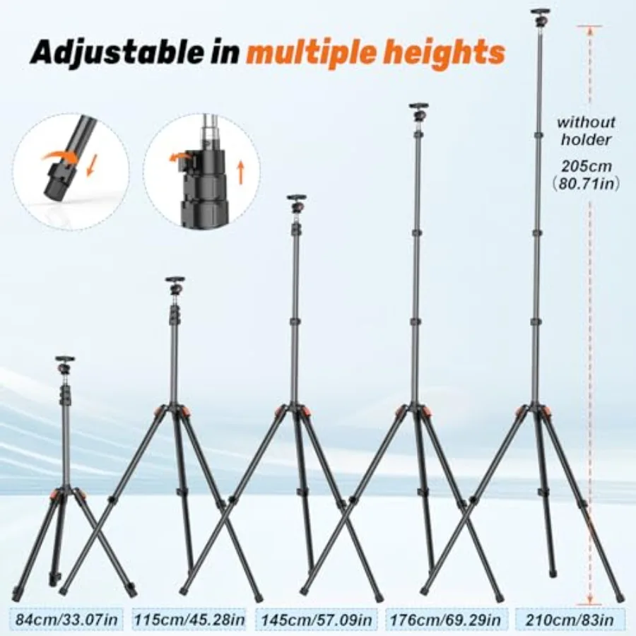 Fotografia luz stand83in 6.9ft câmera tripé com bola reversível tripé de telefone portátil com caso suporte de luz tripé