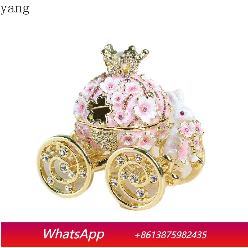 

CX rabbit carriage filigree enamel jewelry box handicrafts cartoon light luxury ornament