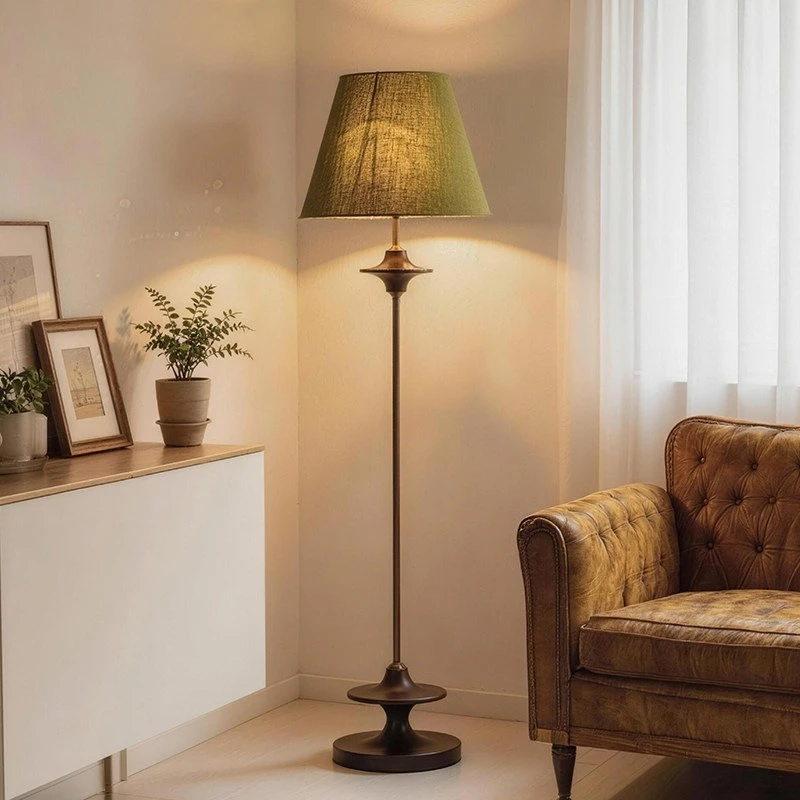Retro floor lamp, creative antique atmosphere vertical lamp next to the sofa in the living room