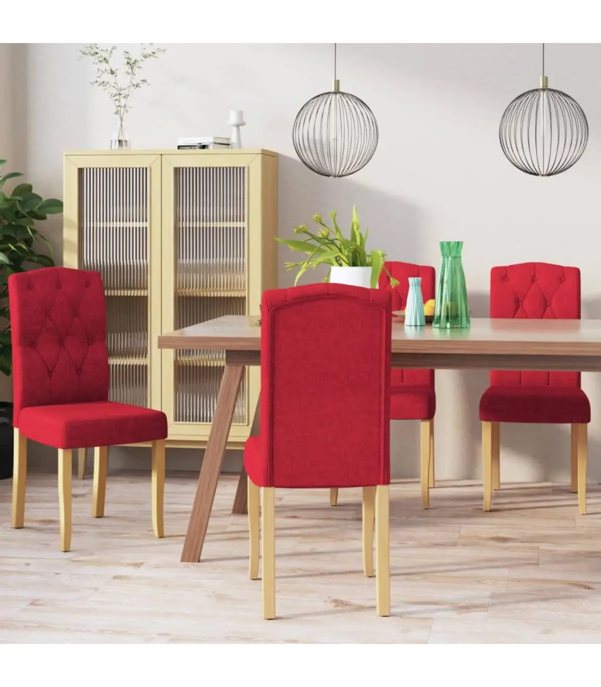 Dining chairs dining chairs 4 units red fabric Red