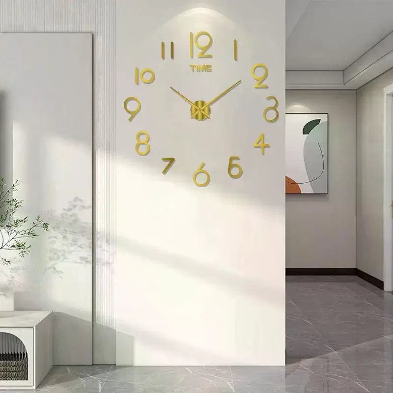 [MA]2026 Modern Design Large Wall Clock 3D DIY Quartz Acrylic Mirror Stickers Living Room Home Decor[MA] view 3