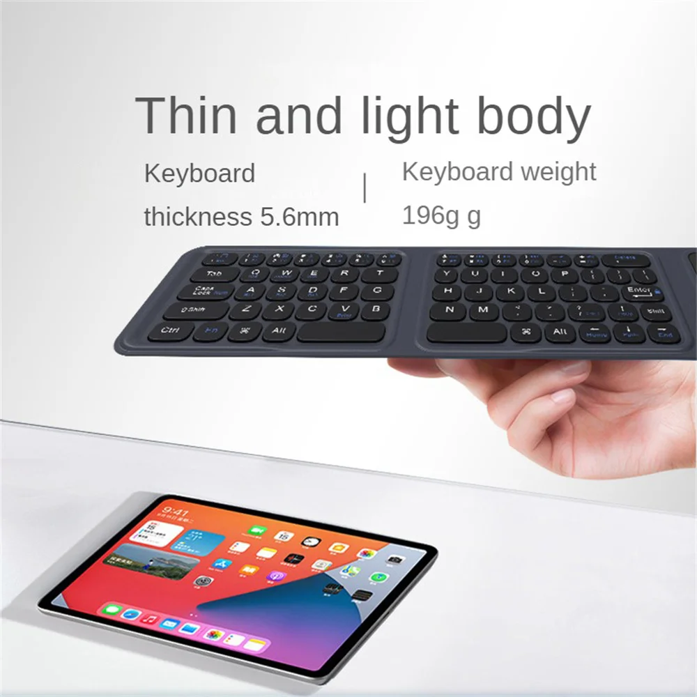 BK19 ミニ Bluetooth 互換キーボード 超薄型ポータブル ワイヤレス 三つ折りキーパッド タッチパッド付き