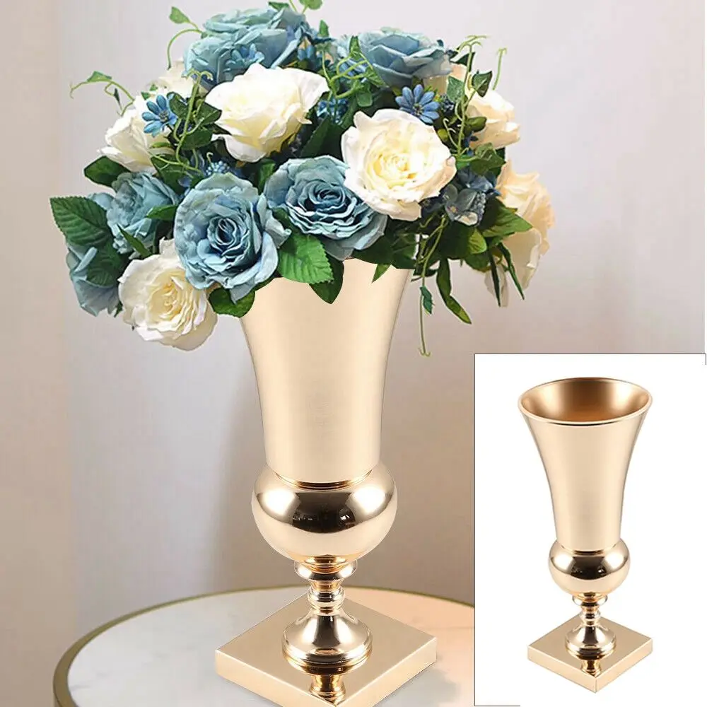 

Золотая роскошная центральная часть, большая домашняя декоративная ваза для цветов, декор стола, свадьба