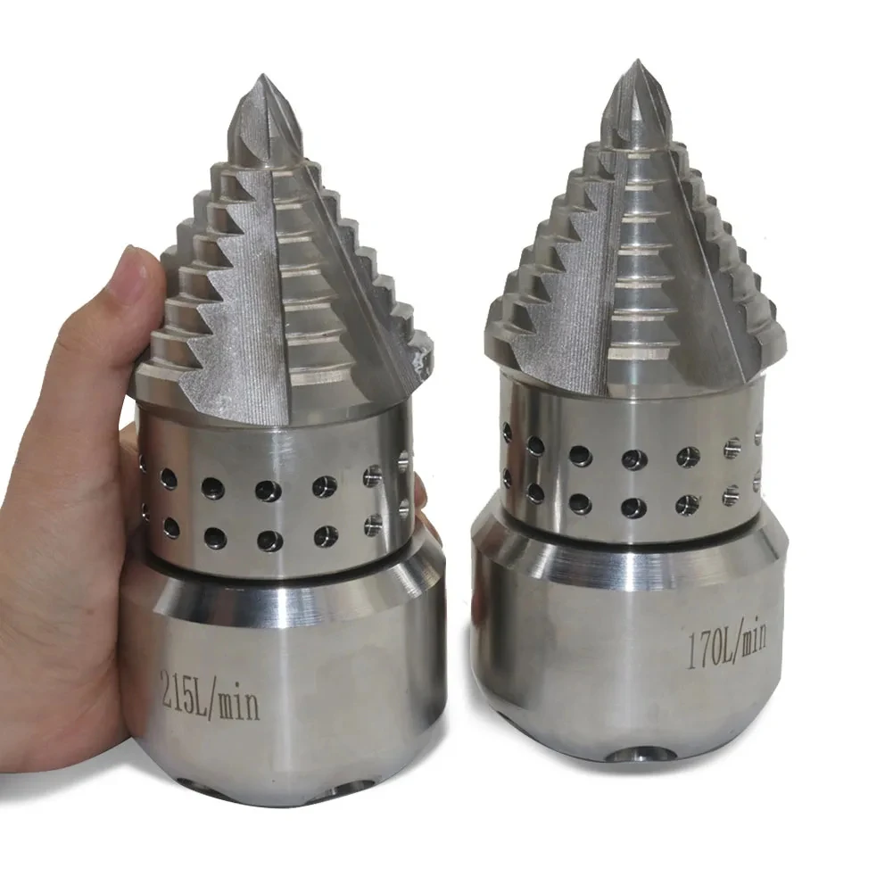 High pressure pagoda rotating nozzle Thread 1 Inch Side 8 Rear 6 Holes Dredging 60cm Pipes 3kg Industrial Machinery Nozzle