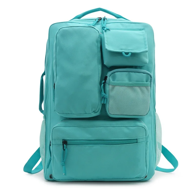 حقيبة ظهر للرجال بلون سادة للاستخدام الخارجي، حقيبة سفر للكمبيوتر المحمول متعددة الوظائف، حقيبة كتف رياضية ذات سعة كبيرة #2