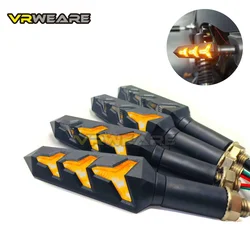 Motorcycle Water Flowing  LED Turn Signals Blinker Lights Built Relay Bendable Tail Flasher Indicator Lamp