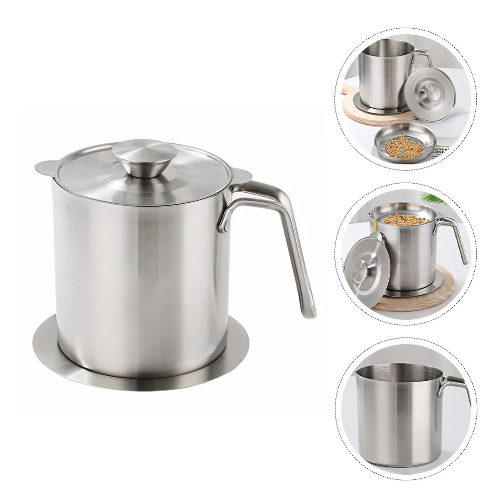 

1Pcs Oil Storage Can with Fine Mesh Strainer Anti-Scald Handle Grease Container for Home Restaurant Oil Reuse Kitchen Gadget
