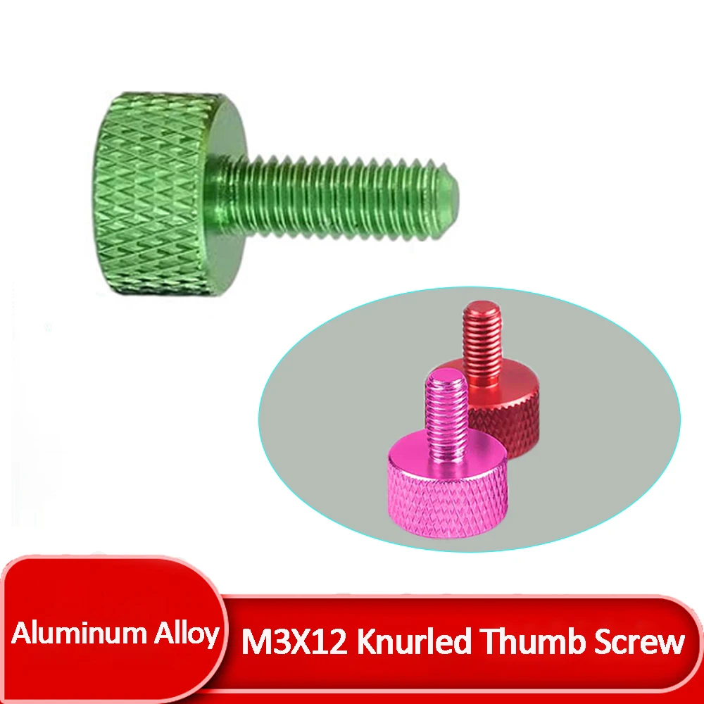 Colorful M3X12mm Flat Head Knurled Thumb Bolt Coloured Thumb ScrewsAluminum Alloy Hand-tightened Screw