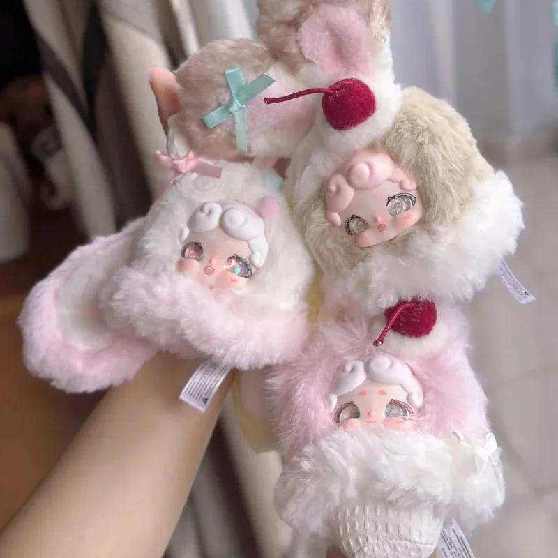 Boneka Plush Lucu Seri LuckyDeerNai Velvet Ice, Figur Aksi Blind Box, Gantungan Kunci, Dekorasi Tas, Kotak Misteri, Hadiah Kejutan