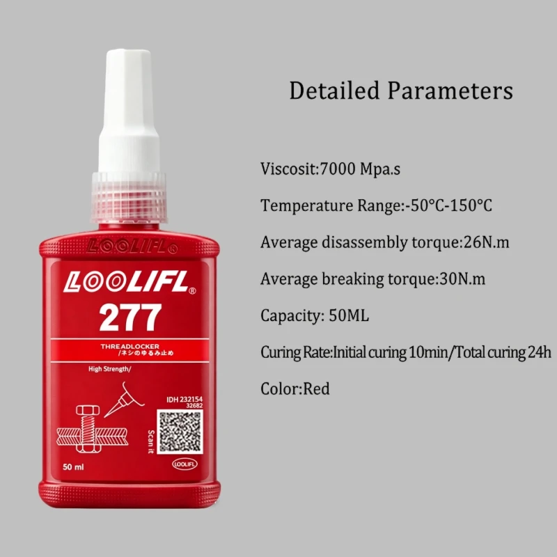 50ml Schraubensicherungsmittel 222 242 243 262 263 271 272 277 290 Blau Mittlere Festigkeit, Rot Hochfeste Schraubenklebstoffe, Gewindedichtmittel, Anaerobes Klebstoff, Anti-Lockerungsmittel – Detail 8