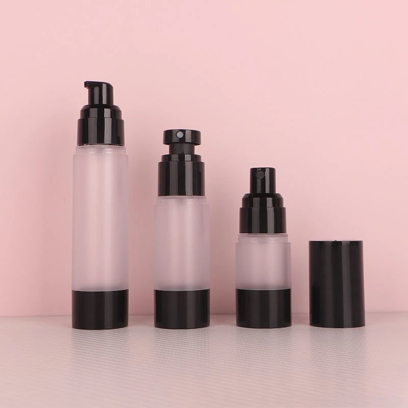 15Ml 30ml 50ml 80ml 100ml 120ml Empty Frosted Black Airless Pump Dispenser Bottle Refillable Lotion Cream Vacuum Spray Atomizer