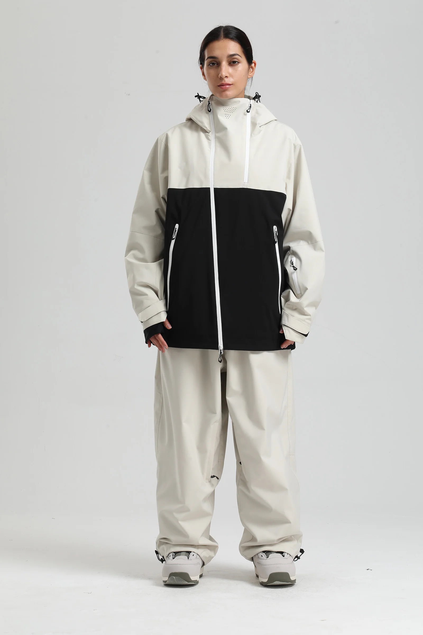 Gsou Snow 2025 Unisex Color-Block Ski Suit Loose Fit Snowboard Waterproof Windproof Breathable Professional Winter Outdoor Wear
