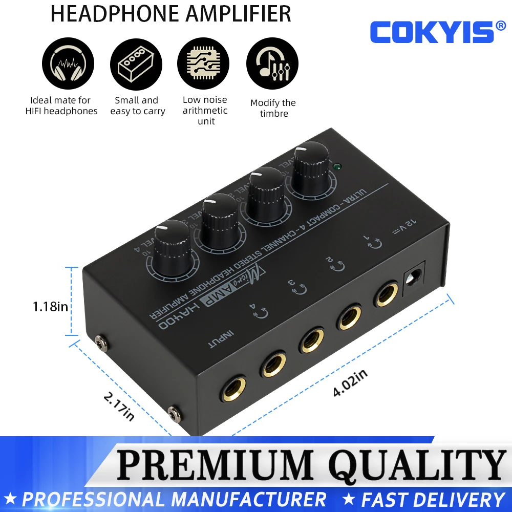 

Ultra-Compact Audio Amplifier 4 Channels Mini o Stereo Headphone Amplifier With Power Adapter HA400 Amplifiers