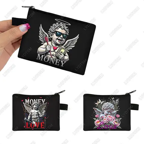 Simpatico angelo d'amore modello soldi portamonete angelo con ali porta carte da donna chiave auricolare portafoglio borsa per soldi custodia con cerniera
