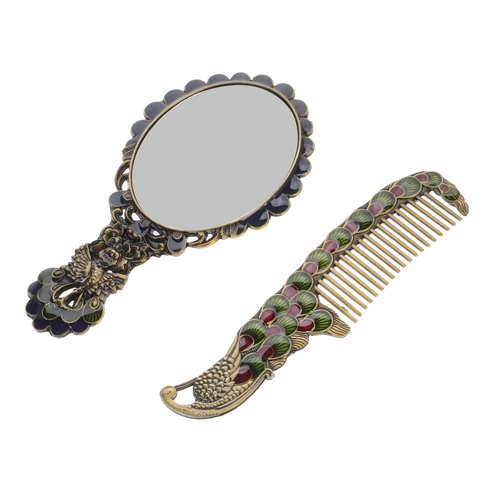 

Makeup Mirror Tool Handheld Vanity Dressing Table with Handle Delicate Hairstyle Comb Metal