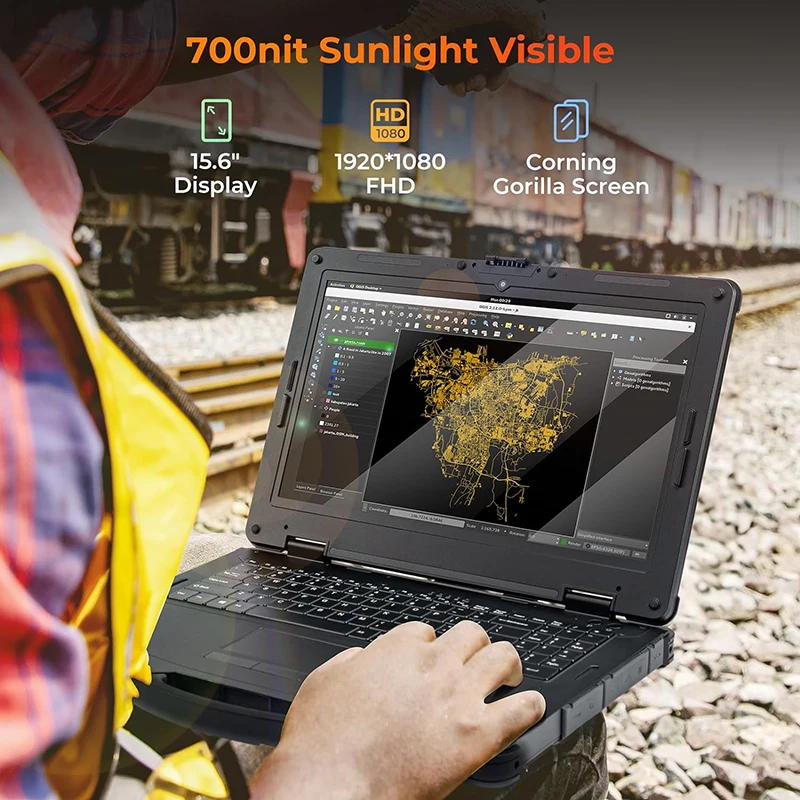 

Windows 11 Pro 15.6" Rugged Laptop i7-1255U Heavy Duty Laptop Wi-Fi 6 4G LTE Rugged Computer 11.55V/4850mAh 1300mAh Dual Battery