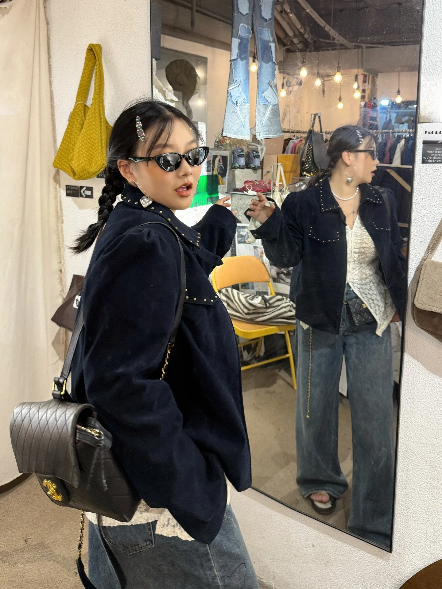 A Zhou Home Plus Size Couro Falso Jaet Feminino Or Sle Rebite Rígido Fini Fosco Sem Stretch Casual Faion Poliéster Nylon