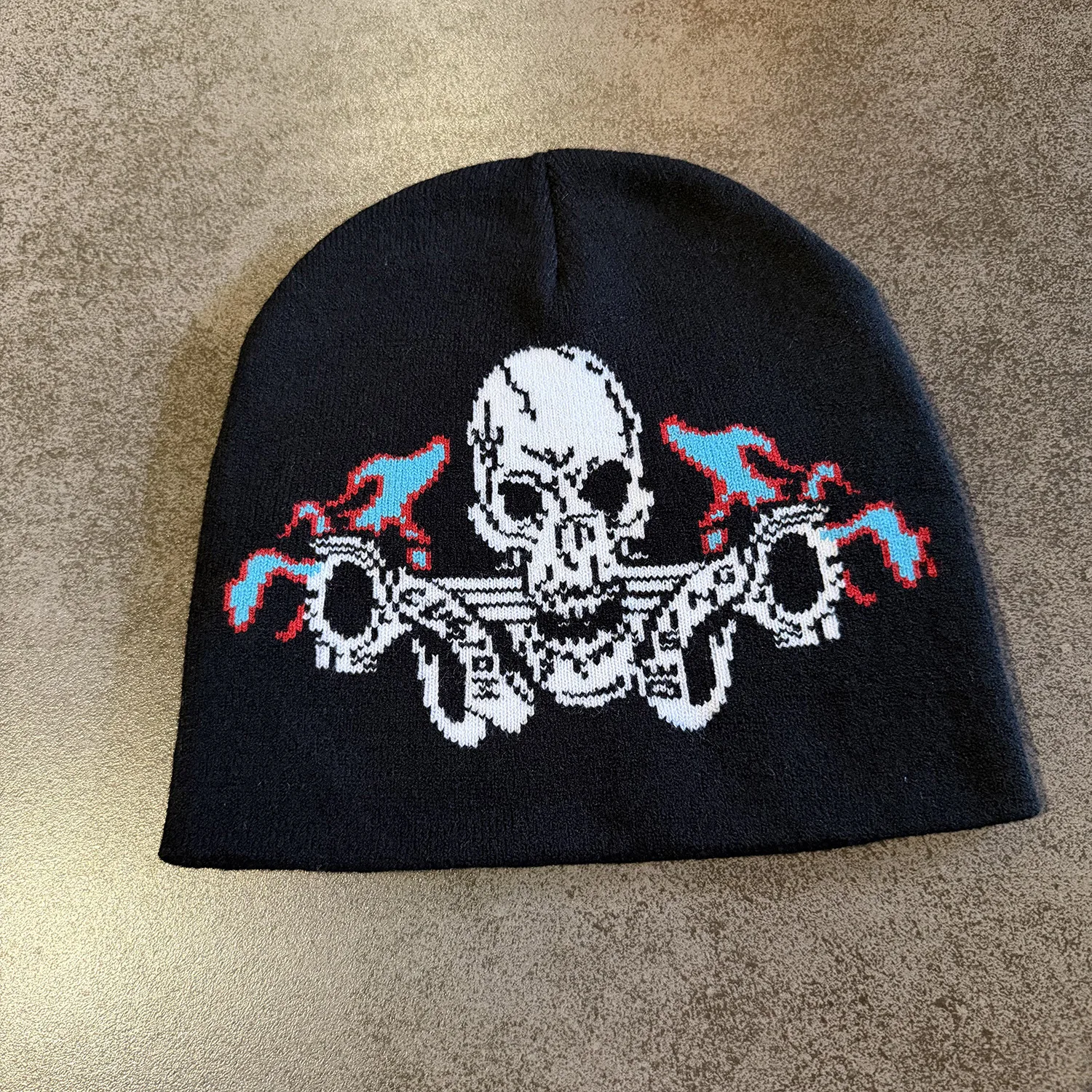 New Men Women Dark Style Flame Skull Jacquard Knitted Hats Warm Hip-hop Fashion Personal Beanies Street Versatile Retro Niche