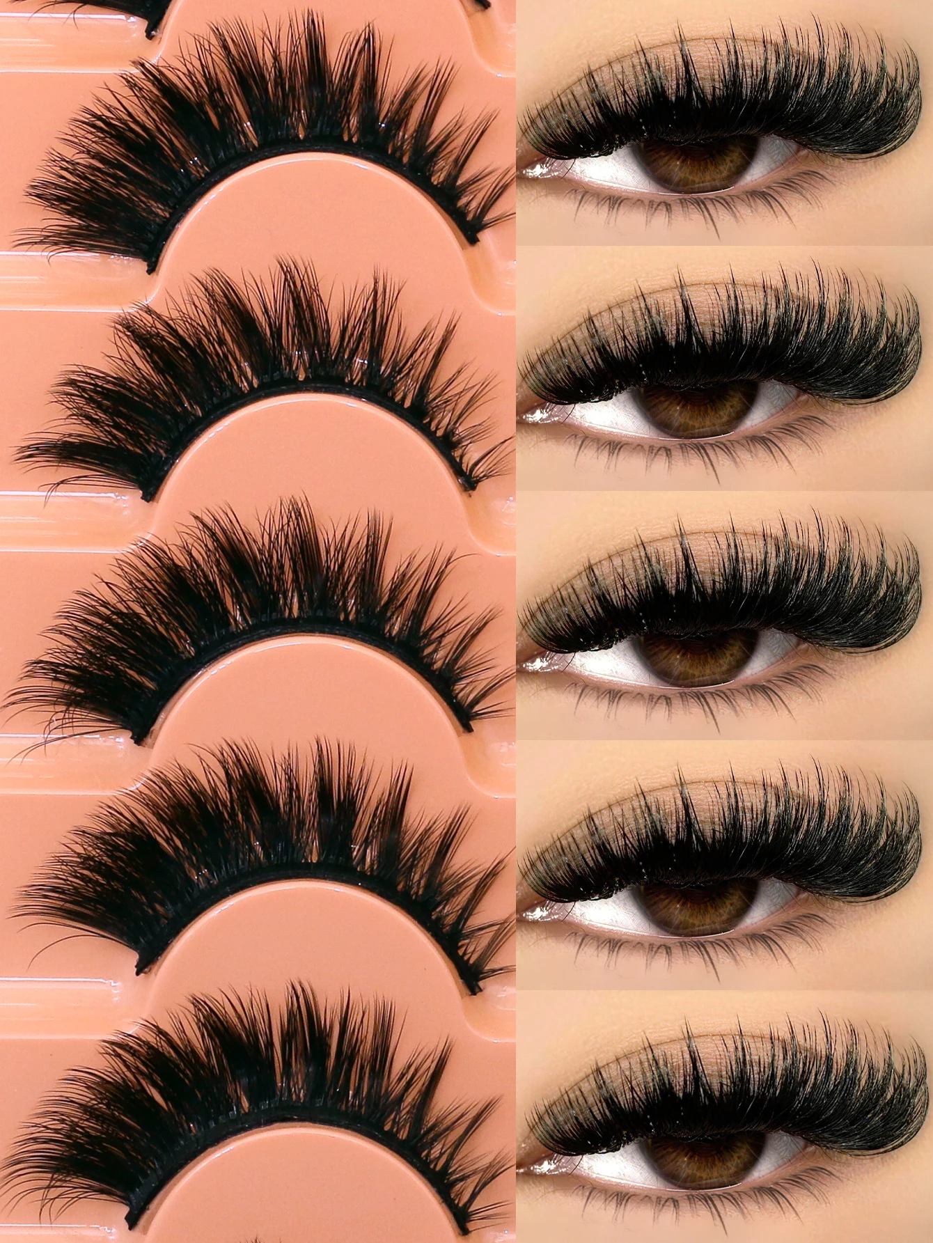 VELTRINAY Wimpern, Nerzwimpern, flauschige Wimpern, 7 Paar, 3D-Wimpern aus künstlichem Nerz, künstliche Wimpern, natürlicher Look, Streifenwimpern, Augenwimpern
