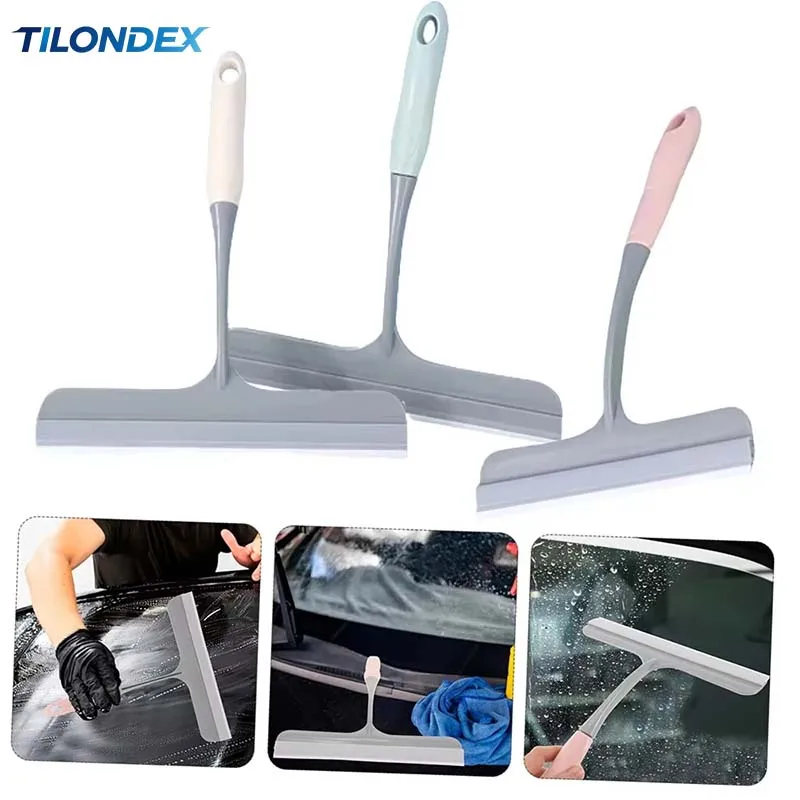 Portable Multi-Purpose Silicone Squeegee for Car Windshield Bathroom Tile Shower - Water Removal Wiper for Windows Mirrors