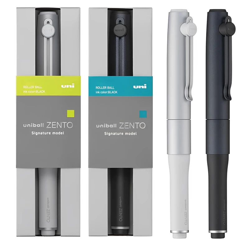 Oryginalny długopis Uni Uniball ZENTO Signature Model, 0.38/0.5, matowy metalowy korpus, obrotowy klips, do podpisów w biurze. — zdjęcie produktu 5
