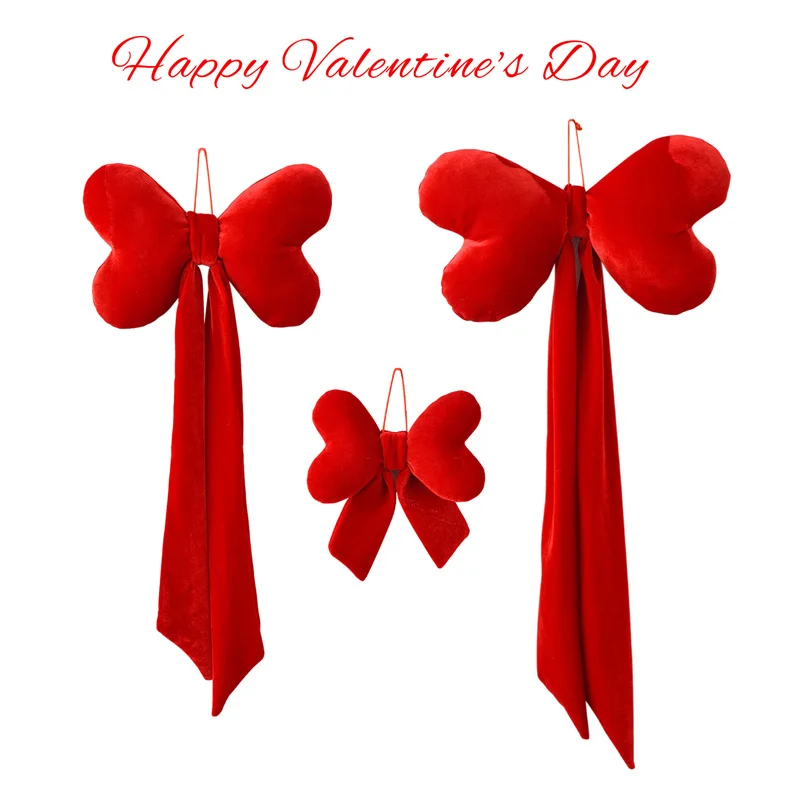 

Large Red Bow Tie Hanging Ornaments Valentine's Day Decor Lovers Couple Gifts Holiday Wedding Party Scene Decoration Photo Props
