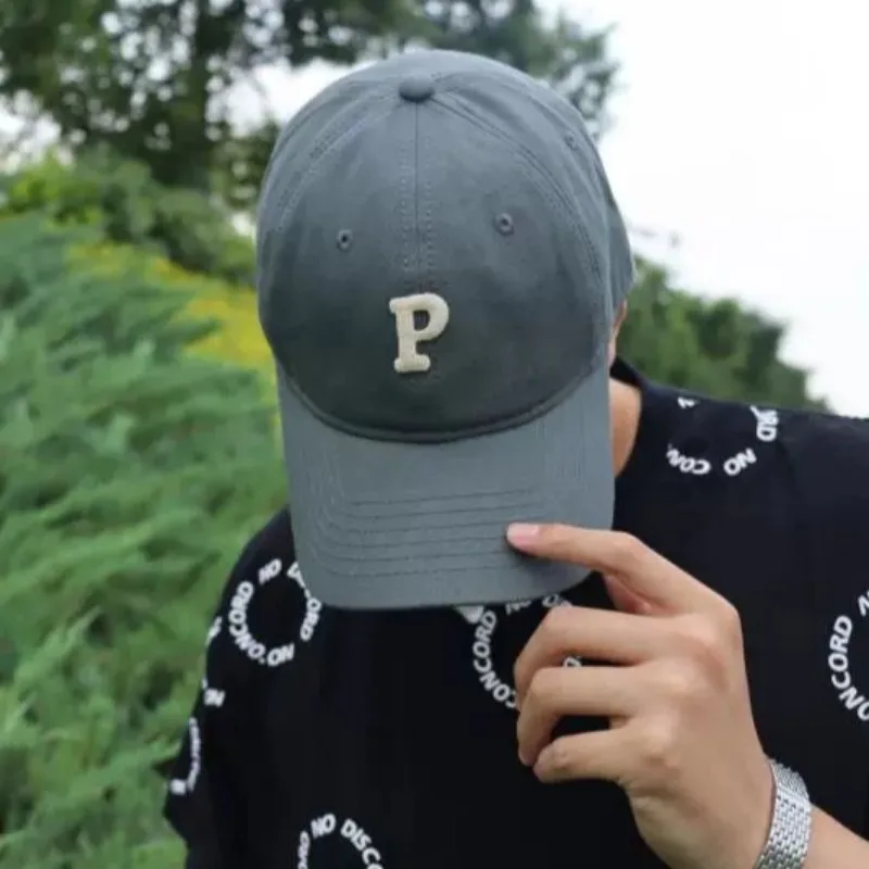 الأزياء P إلكتروني قبعات البيسبول الذكور حجم كبير 60 سنتيمتر 63 سنتيمتر Snapback القبعات الإناث Ins المد لينة أعلى كبير محيط الرأس قبعة الشمس