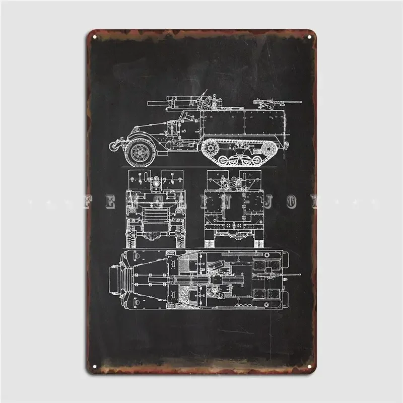 T19 105mm Howitzer Motor Carriage Metal Plaque Poster Cinema Kitchen Kitchen Custom Wall Decor Tin Sign Poster