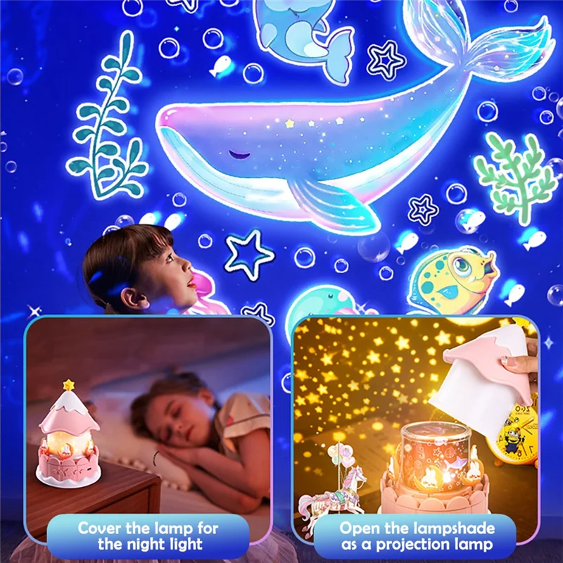 

ABMR-Star Galaxy Projector Night Light For Kids 360° Rotating Baby Ceiling Projector With Dimmable Light For Bedroom