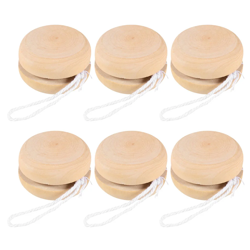 

6 Pcs Yo-Yo Balls Kid Wooden Toy Graffiti Toys Yoyo Graffiti Unfinished Blank Cognitive Playthings