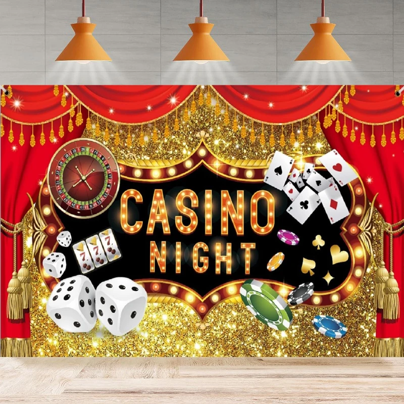 toile-de-fond-de-photographie-de-des-de-poker-de-nuit-de-casino-toile-de-fond-de-bokeh-de-paillettes-d'or-de-las-vegas-toile-de-fond-de-fete-d'anniversaire-banniere-murale