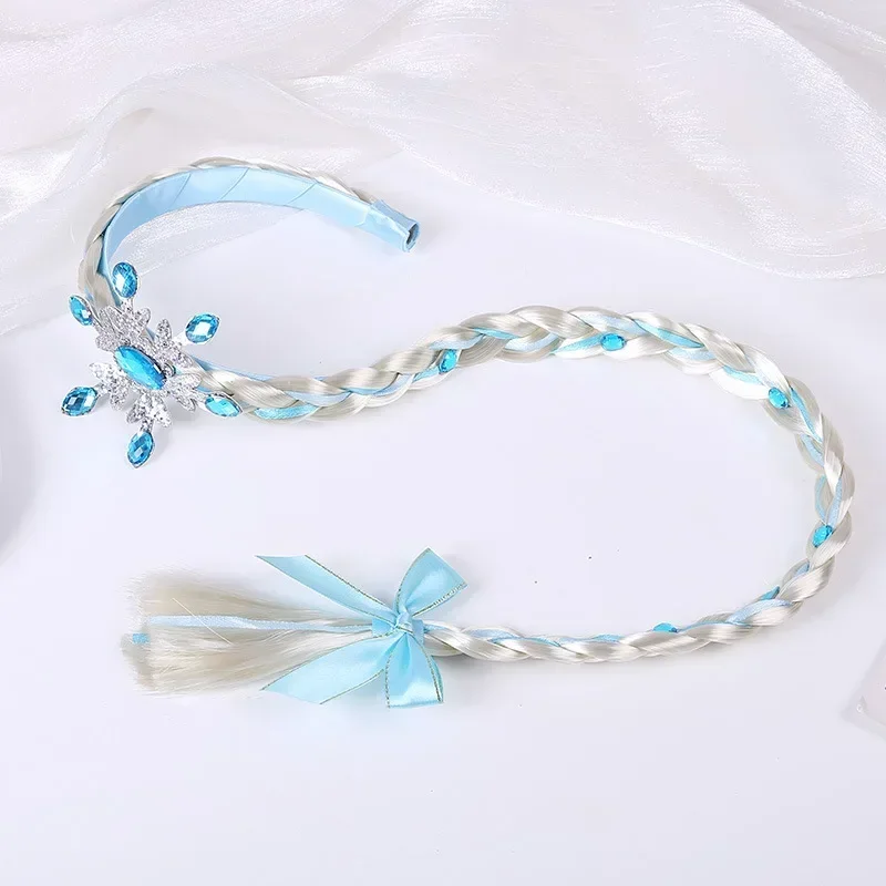 Frozen Wig Braid Princess Hairband Girl Elsa Snowflake Blue Pink Headband Hair Accessories Queen Headdress baby Girls Weaving