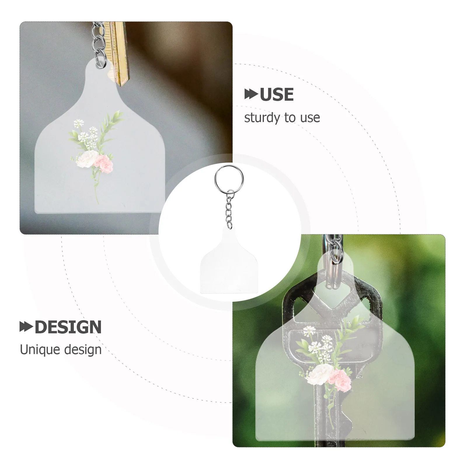 

30 set Acrylic Keychain Blanks Diy Key Pendant Decorative Blank Key Rings Transparent Handmade Keychain Materials Portable