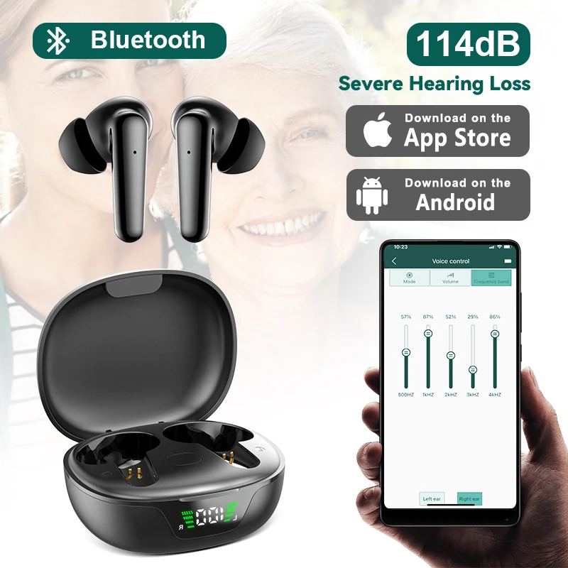 Apparecchi acustici ricaricabili apparecchio acustico Bluetooth controllo APP amplificatore audio digitale per sordità da moderato a grave perdita