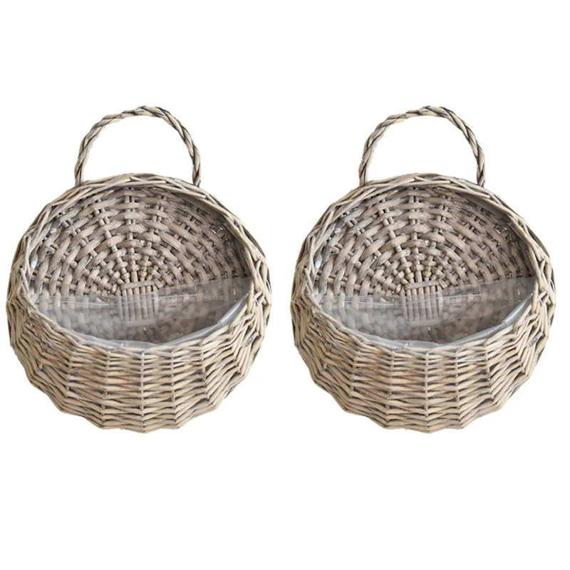 

Настенная корзина для цветов из натурального ротанга AT14, ваза-корзина из ротанга, настенный декор для дома и сада, контейнер для хранения