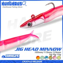 Hunthouse Black Minnow Soft Fishing Lure Wobblers 105mm 115mm 124mm Jig Head Easy Shiner Saltwater For GT Pike Bass Fish Tackle