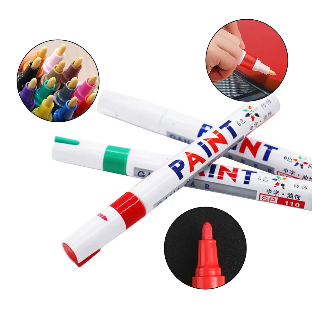 1pcs White Waterproof Cars Wheel Tire Oily Mark Pen Auto Rubber Tyre Paint Pen Cd Metal Permanent Paint Marker Graffiti Touch Up view 4
