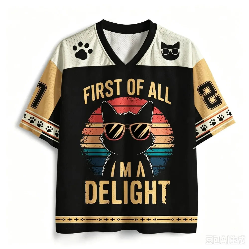 Japanischer Glückskatzen-3D-Druck Schnelltrocknendes Atmungsaktives Sport-T-Shirt für Männer und Frauen mit V-Ausschnitt, Modisches Streetwear Y2K Eltern-Kind-Kleidung – Detail 6
