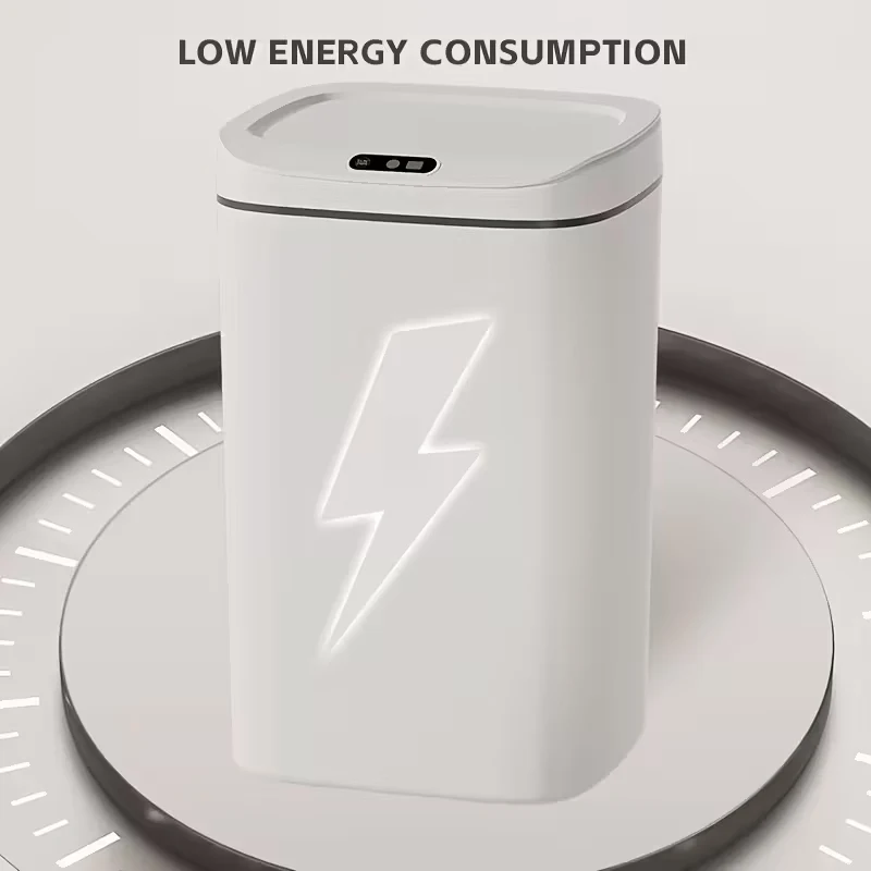 1 Pack Smart Motion Sensor Trash Can Touchless With Lid, Plastic Slim Compact Smart Garbage Bin, Minimalist Seamless Cover Low Voltage Operation Hygienic Waste Solution For Home Kitchen Bathroom Office Outdoor