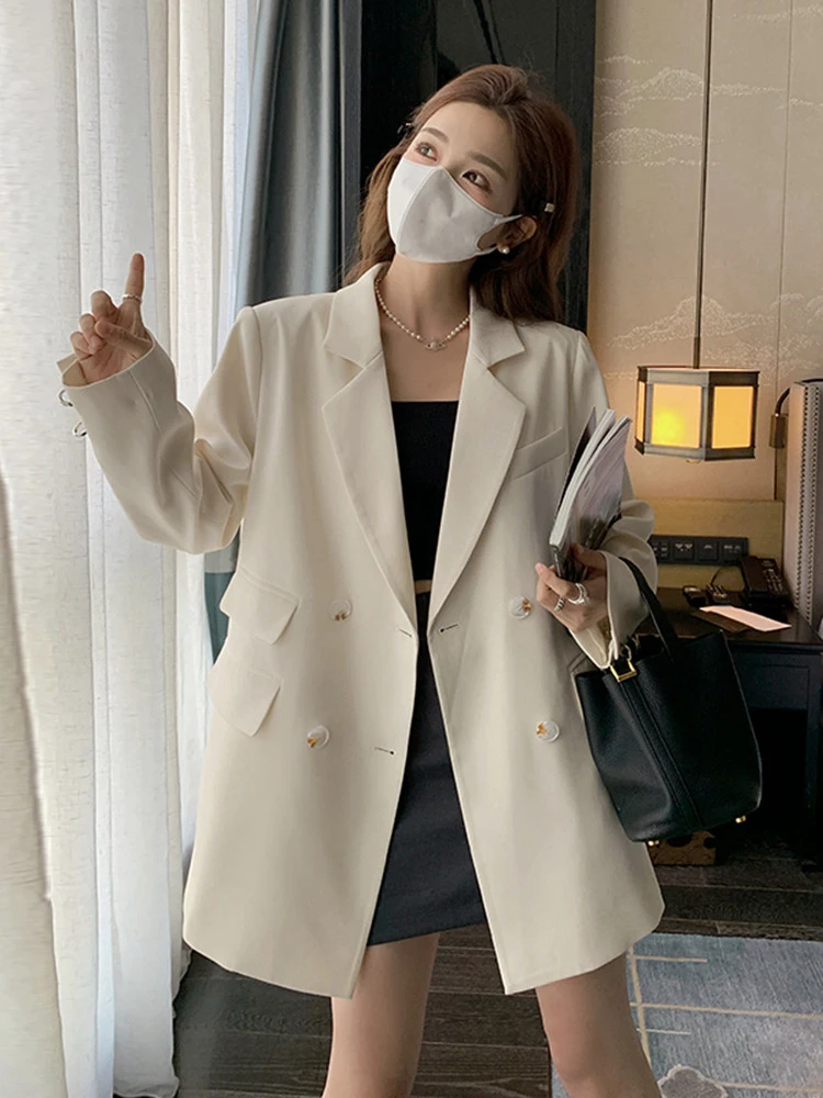 LANMREM Designer Back Blazer Coat For Women Double Breasted Long Sleeves Fashion Coats Female Clothing 2023 Autumn New 2YA3838