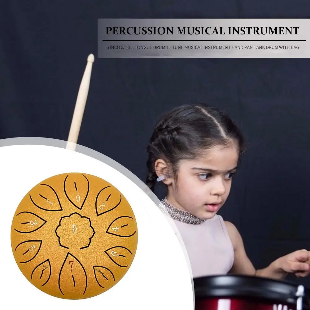 Miwayer Mini Steel Tongue Drum 6 Inch 11 Notes Hollow Drum Music Drum Ethereal Drum Yoga Meditation Drum Percussion Instruments