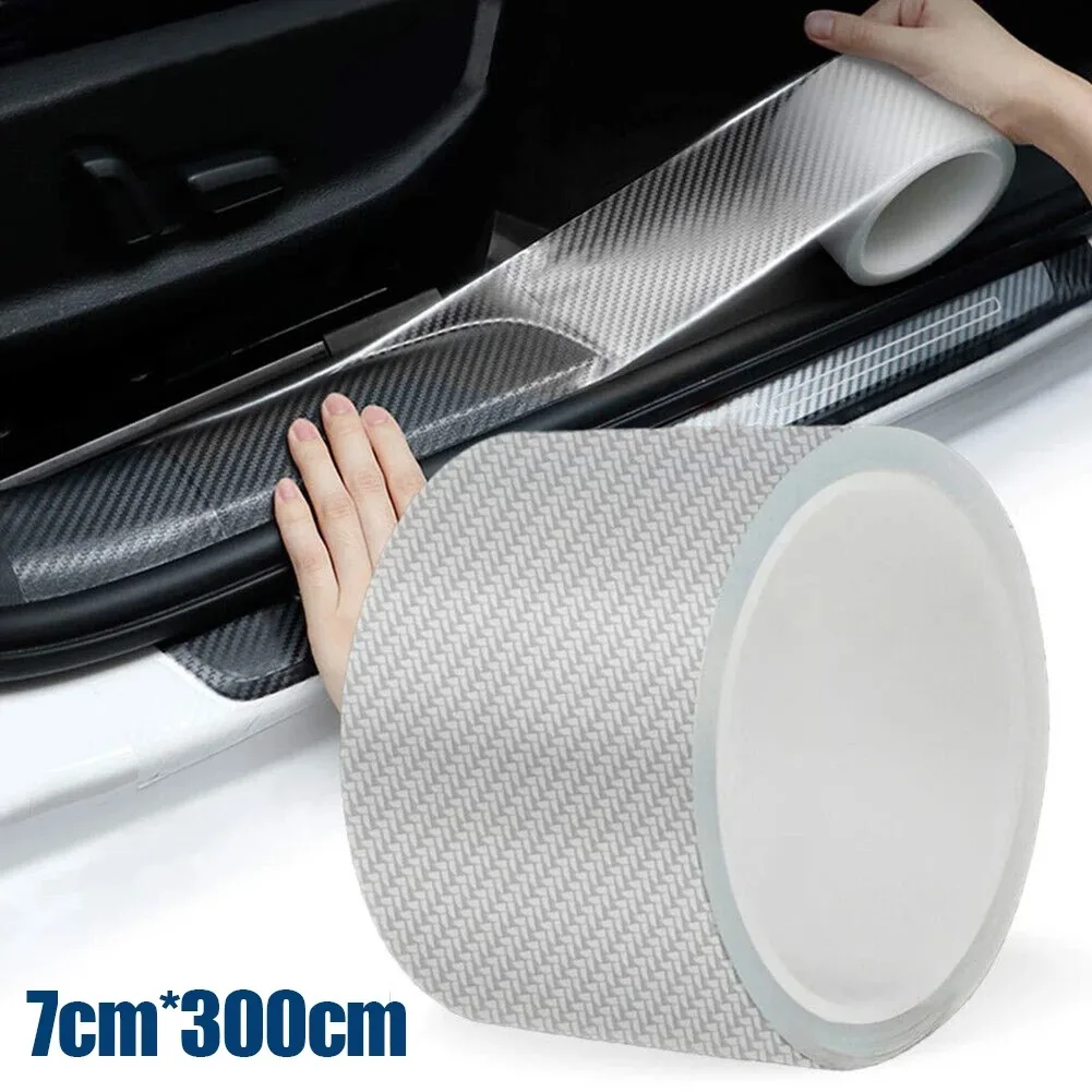 

3D Carbon Fiber Sticker Paste Car Threshold Protective Film Anti Scratch Matte Transparent Nano Sticker for Car Body Accessories