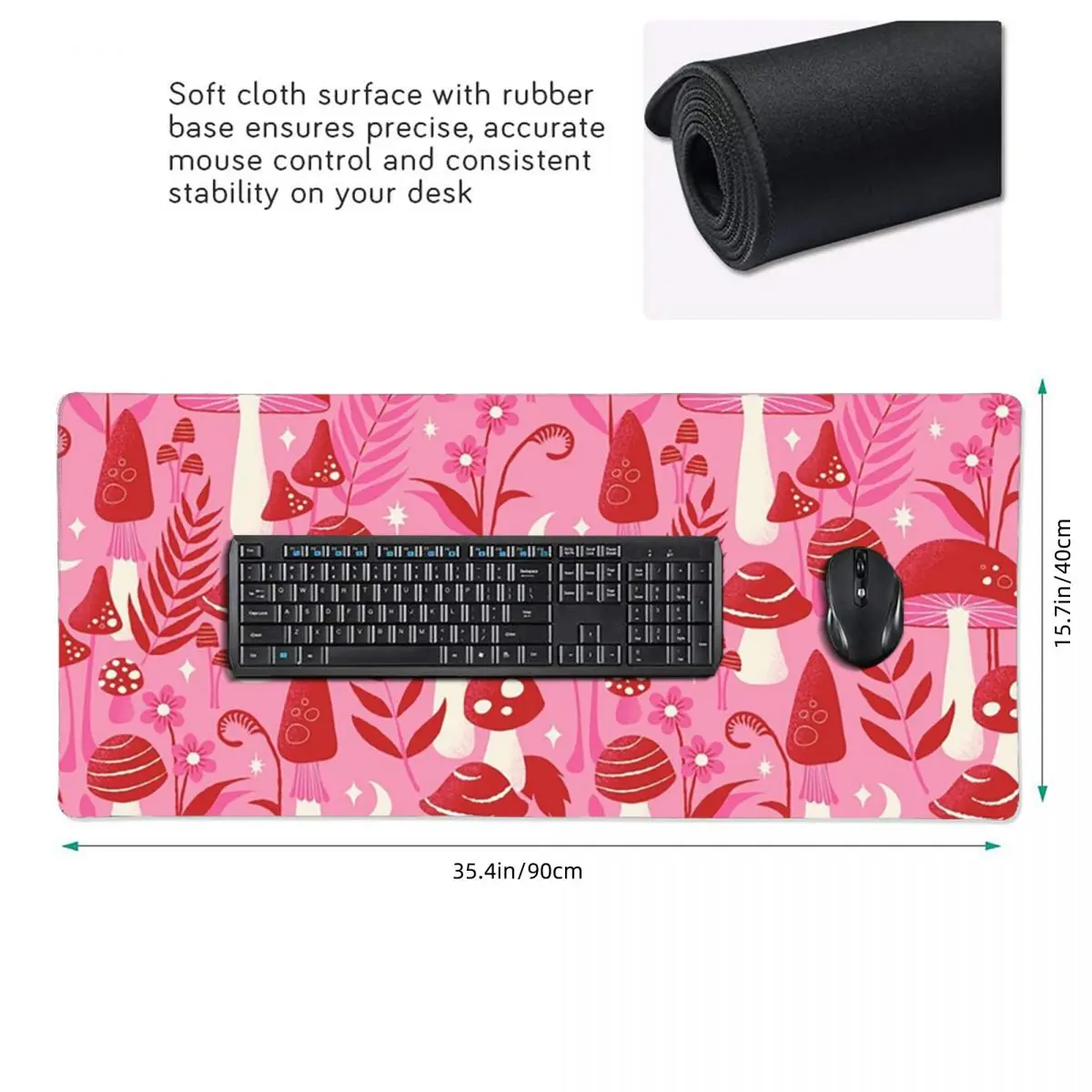 Pink Cartoon Mushroom Large Mouse Pad Computer Keyboard Mouse Mat Gamer PC Laptop Desk Mat Office Table Mats