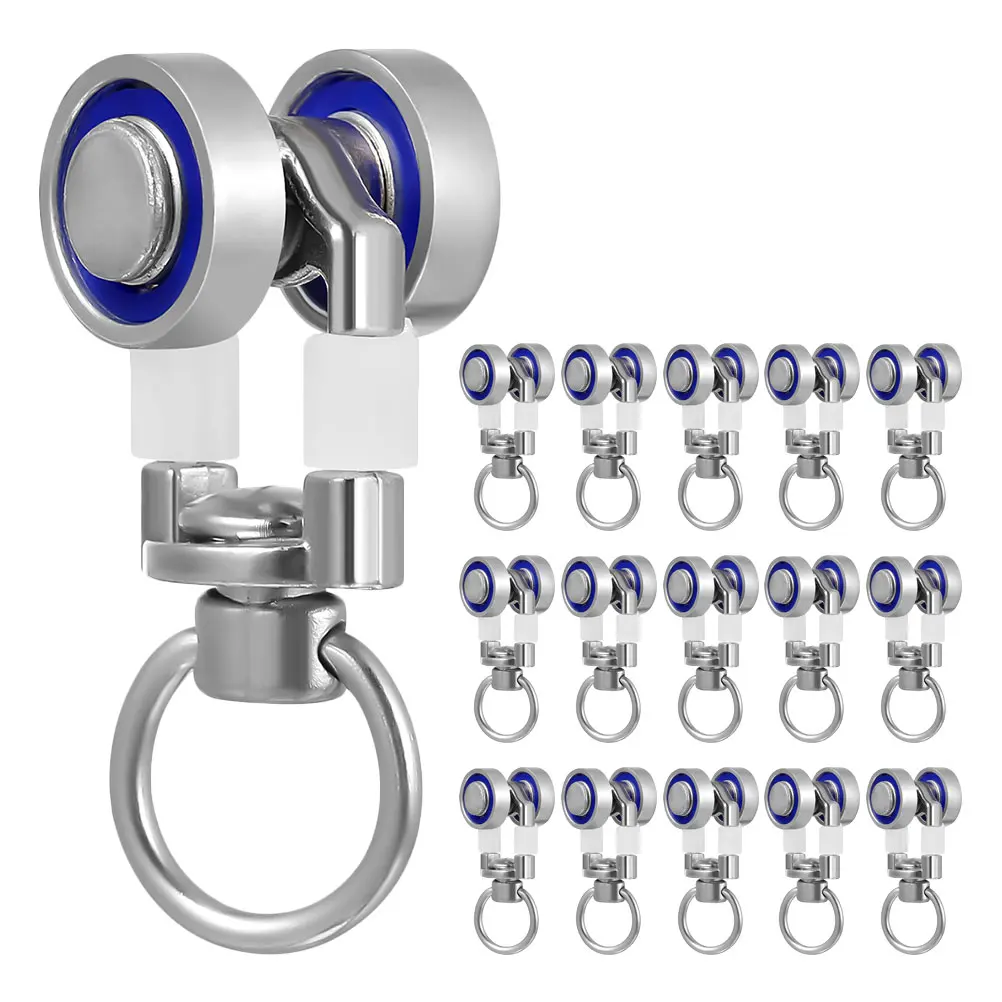 

16pcs Silent Curtain Pulley Track Rail Gliders Metal Bearing Heavy Duty Easy Install Ceiling Mounted Bedroom Living for Straight