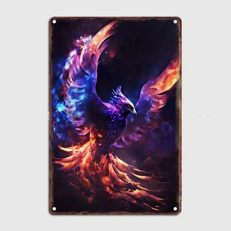 Metal Signs Vintage Bathroom Decoration Mystical Phoenix Metal Wall Art Mural Evil and Horror Wall Decoration Decor Retro Bar