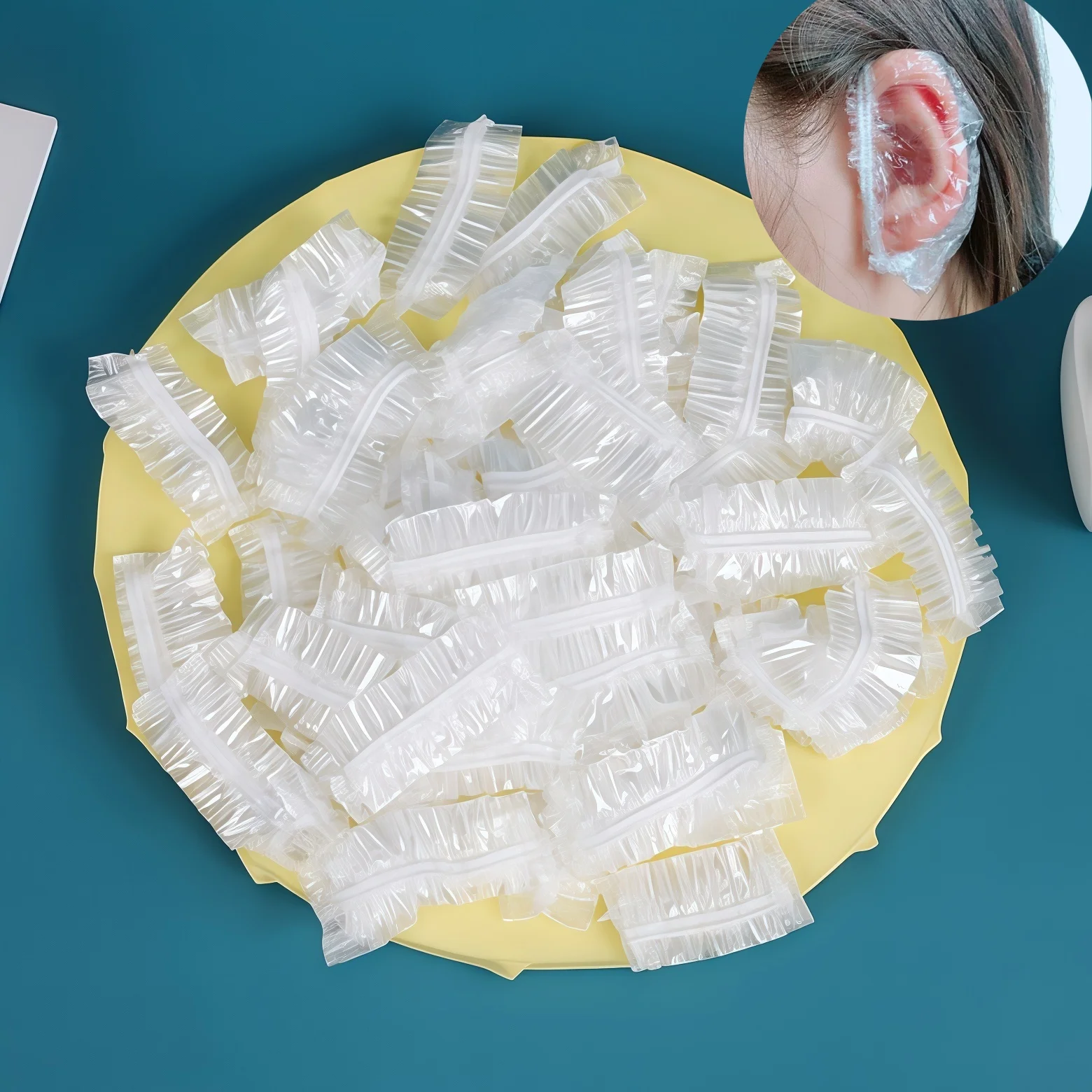 100/200/500PCS Einweg Ohrenschützer Transparente Elastische Dusche Haar Farbstoff Ohr Schutz Abdeckung Werkzeug Schild Wasserdichte Earpack