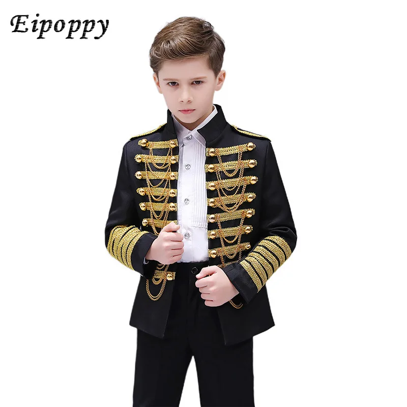 Costume da palcoscenico per abiti militari con nappe in stile europeo per ragazzi