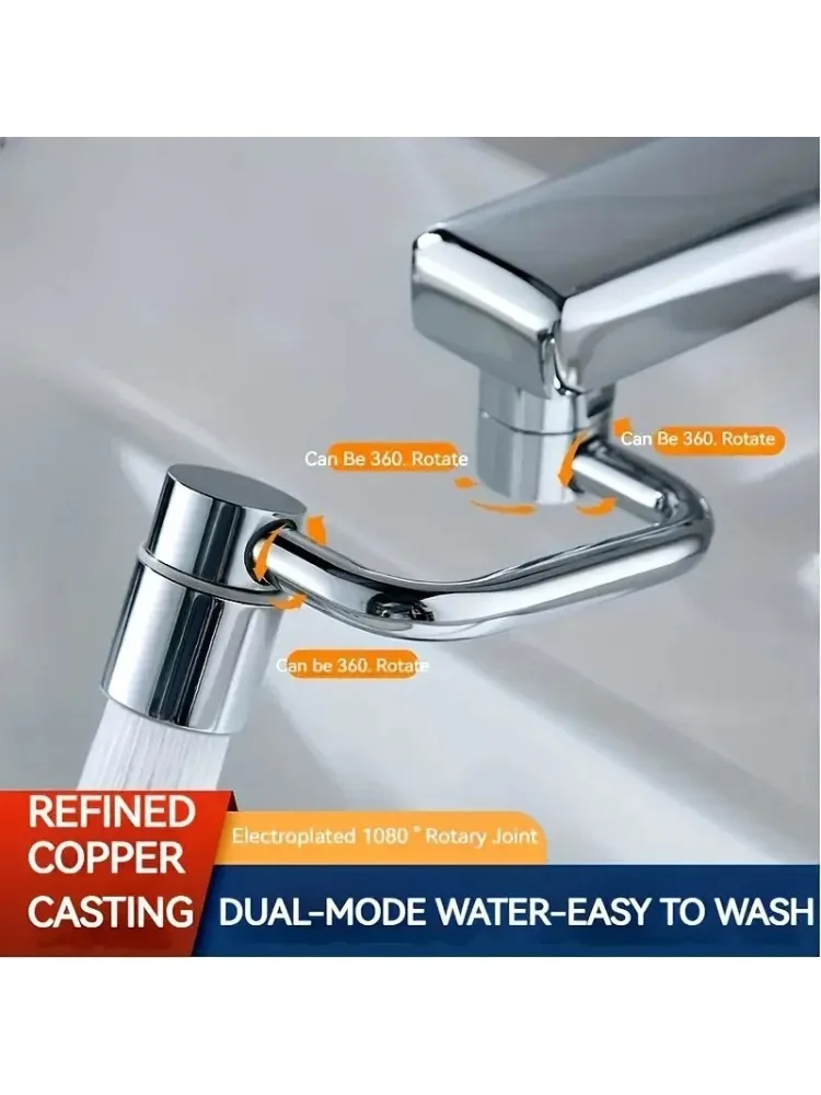 1 Stück 1080 °   Schwenkbarer Wasserhahn-Verlängerer Universeller Spritzschutz Duale Sprühmodi Rostfreies Badezimmer-Waschbecken-Zubehör mit Adapter