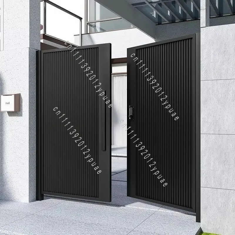 Chinese Courtyard Double Gate Aluminum Alloy Wrought Iron Stainless Steel Outdoor Villa Garden Yard Entrance Door