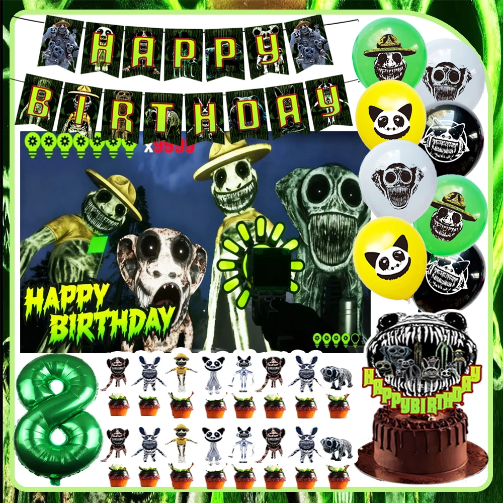 A & Zoonomaly Thema Geburtstag Party Dekorationen Ballon Banner Foto Hintergrund Kuchen Topper Horror Spiele Party Supplies Kinder Geschenk